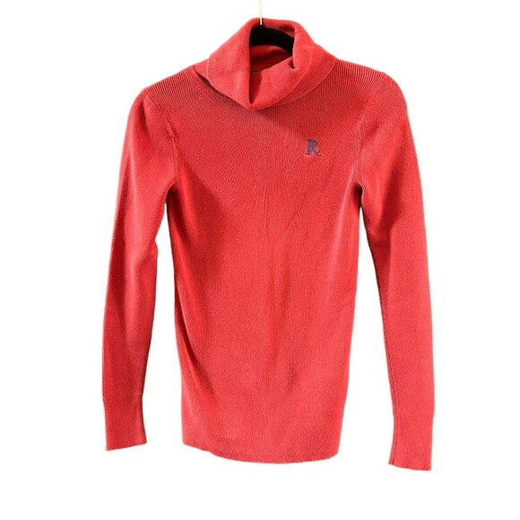 Vintage Polo Jeans Co Ralph Lauren Ribbed Red Knit Turtleneck Sweater Small - Picture 1 of 4